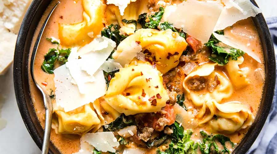 Tortellini Soup with Italian Sausage and Kale Recipe
