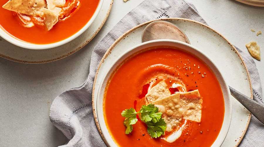 Tomato Soup with Salsa Macha Recipe