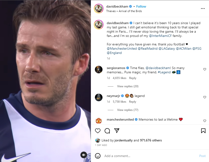 David Beckham reminisces his final match, ‘I can’t believe it’s been 10 years’