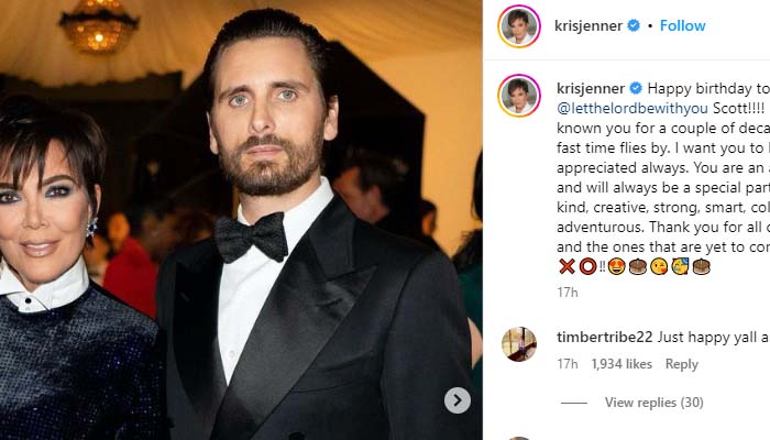 Kris Jenner makes Scott Disick feel special with loved-up birthday tribute